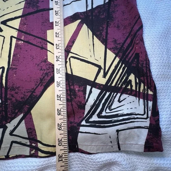 Vintage Geometric Pattern Short Sleeve Button-Up Shirt Retro Larger Sized - Picture 6 of 7